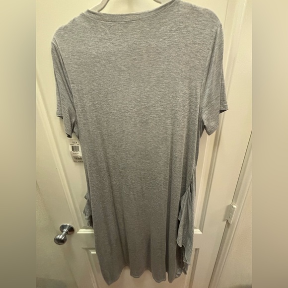 NWT Short-sleeved grey front-tie knee-length tee shirt dress Three Dots XL - Picture 3 of 5